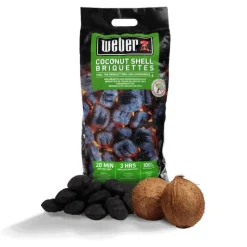 Sacco da 4 kg di Bricchetti di guscio di noce di cocco Cod. 18401-Weber Discount