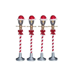 Santa Hat Street Lamp Set of 4 B/O 4.5V Cod. 64472-Lemax Hot