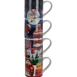 Set 4 Tazze Natale New Bone 265 ml. Pezzo Singolo-Koopman Clearance