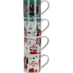 Set 4 Tazze Natale New Bone 265 ml. Pezzo Singolo-Koopman Clearance