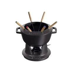 Set Fonduta Gourmet 20 cm Nero in Ghisa-Staub