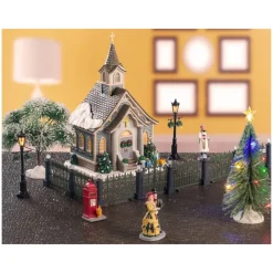 Small Town Church Set con Alimentatore 4.5V Cod. 56670-Lemax Hot