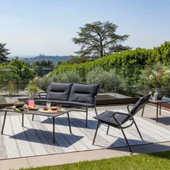 Tavolino basso quadrato VENCE LFM5277 Titane/Titane-LaFuma Sale