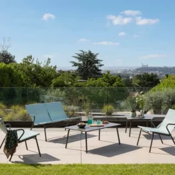 Tavolino basso quadrato VENCE LFM5277 Titane/Titane-LaFuma Sale