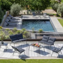 Tavolino basso rettangolare VENCE LFM5281 Titane/Titane-LaFuma