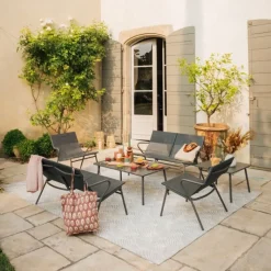 Tavolino basso rettangolare VENCE LFM5281 Titane/Titane-LaFuma