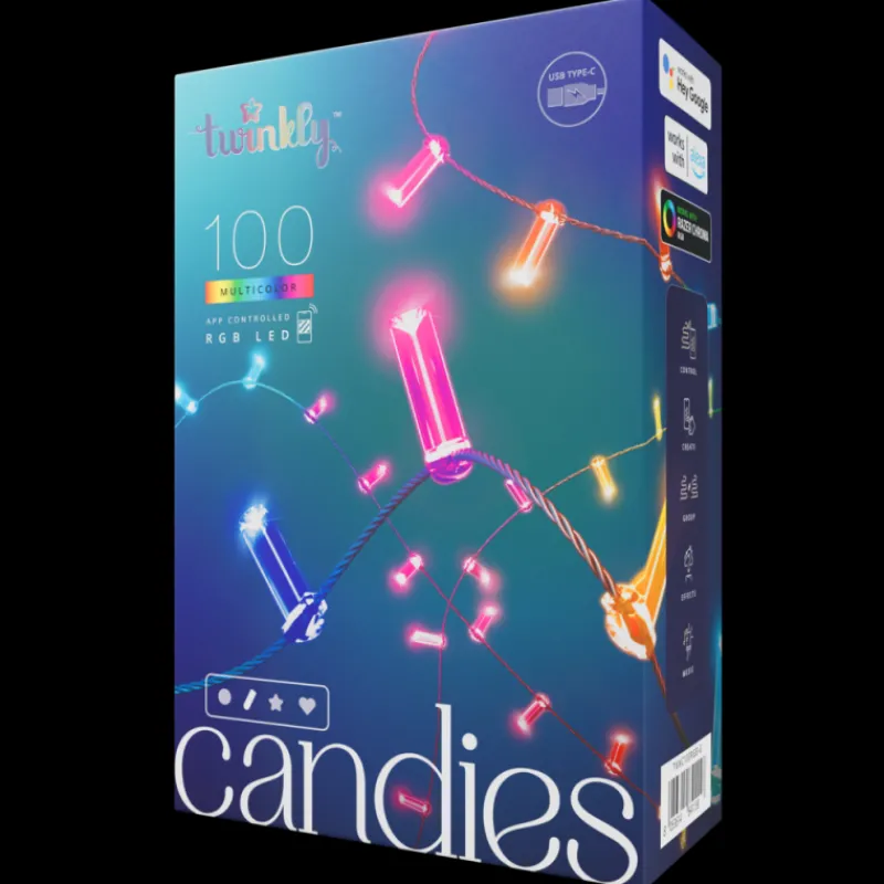 CANDIES a Candela Luci di Natale Smart 100 Led RGB II Generazione Cavo Verde-Twinkly