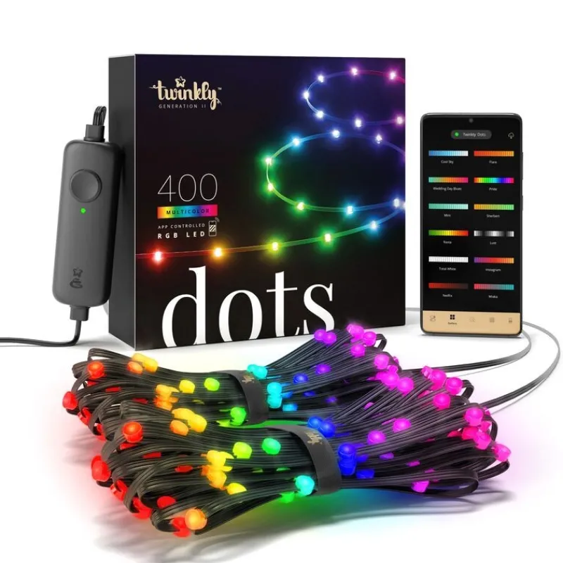 DOTS Striscia 20 m 400 Led RGB BT + WiFi Cavo Nero-Twinkly Sale